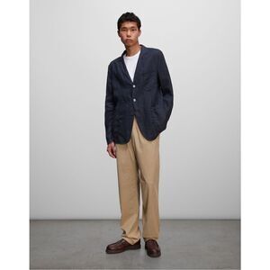 ASPESI Unisex Navy Cotton Seersucker Three Button Blazer Drawstring Short Set